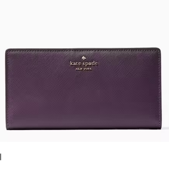 Kate Spade Laurel Way Large Wallet Purple w Gold Accent Wallet - Picture 2 of 12